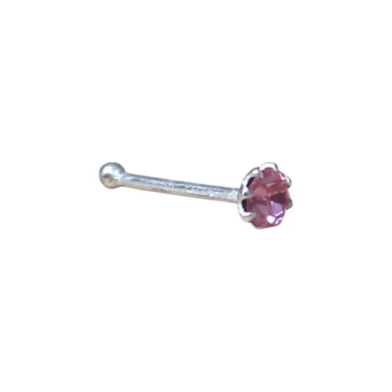 Zilveren Neuspiercing met Kristal Steentje 1.5mm - Violet - Dames