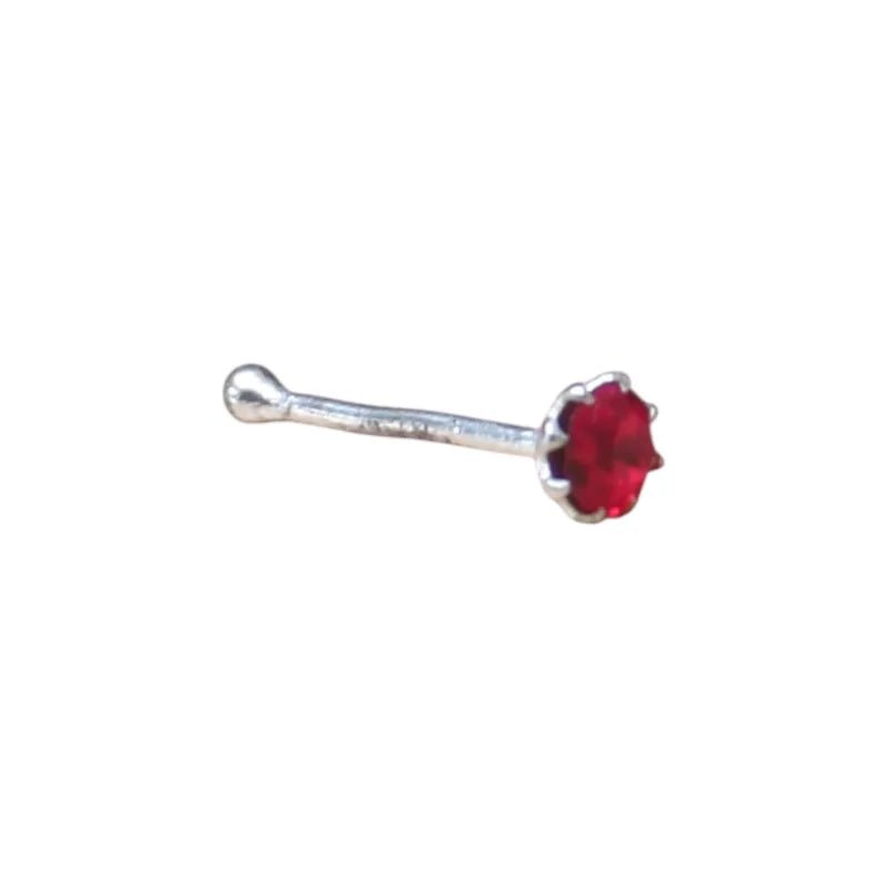 Zilveren Neuspiercing met Kristal Steentje 1.5mm - Violet - Dames