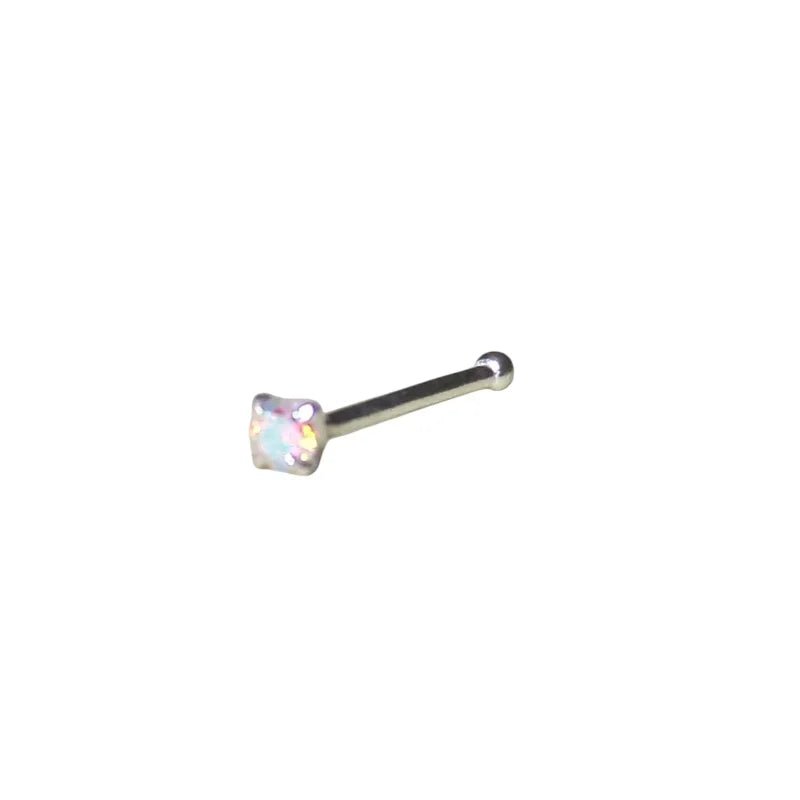 Zilveren Neuspiercing met Kristal Steentje 1.5mm - AB Transparant - Dames