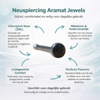 Stalen Neuspiercing met 1.5mm Kristalsteentje - Zwart - Dames