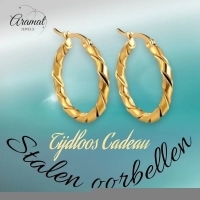 RVS Gedraaide Creolen Diverse Kleuren 25mm of 45mm - Trendy Hoepels - Goudkleur / 45mm -