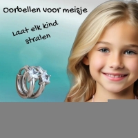 Stalen Oorringen met Stervormige Zirkonia - Zilverkleur -