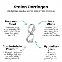 Stalen Oorringen met Hartvormige Zirkonia - Zilverkleur -