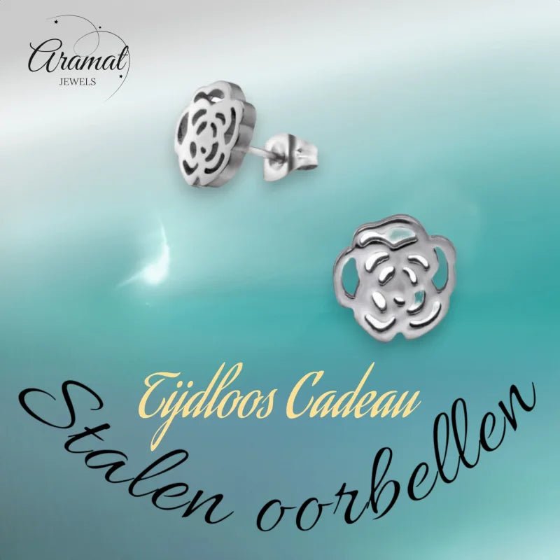 Roos Oorbellen 9x8mm &acirc;&euro;&ldquo; Tijdloos bloem Cadeau - Goudkleur -