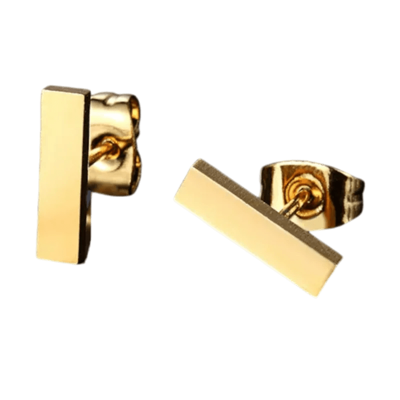 Stalen Bar Oorbellen 10x2mm &acirc;&euro;&ldquo; Tijdloos en Stijlvol - Goudkleur -