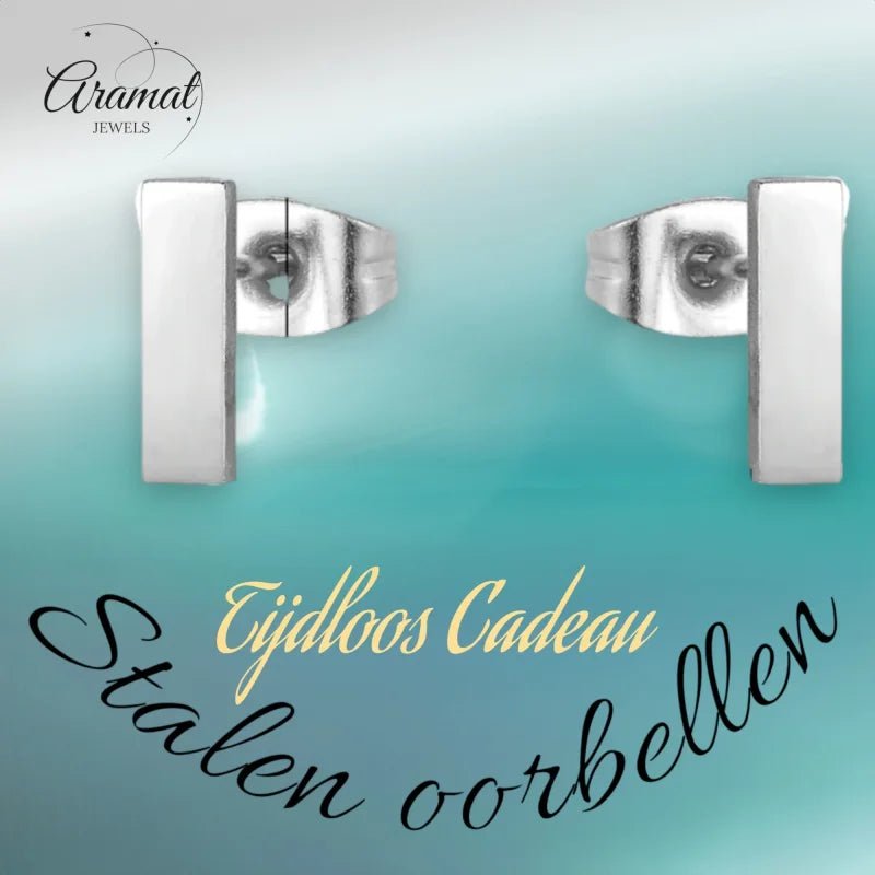Stalen Bar Oorbellen 10x2mm &acirc;&euro;&ldquo; Tijdloos en Stijlvol - Goudkleur -