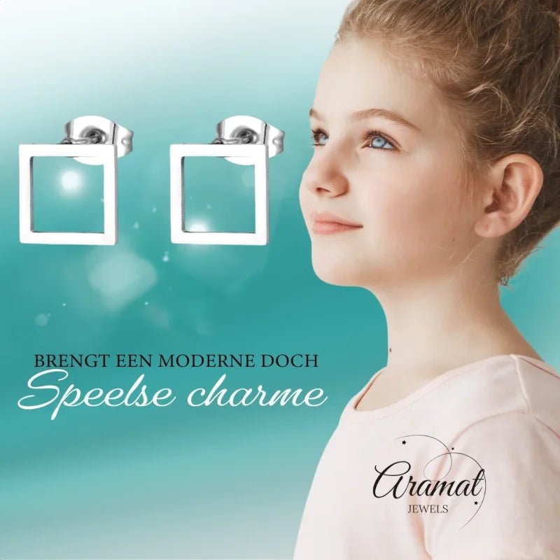 Minimalistische Vierkante Stalen Oorbellen (8mm) - Multikleurig -