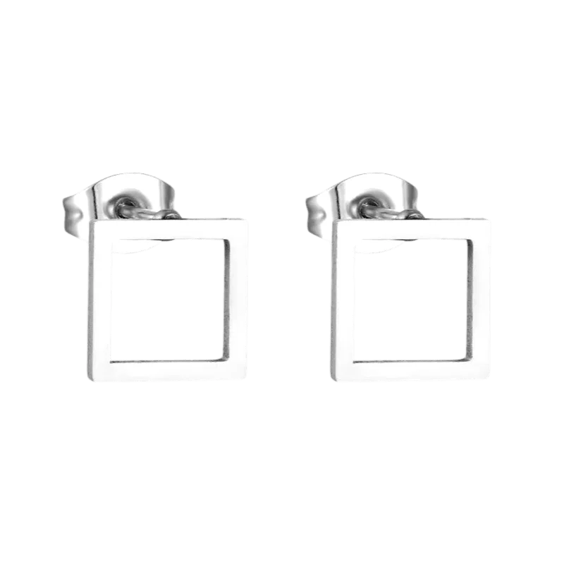 Minimalistische Vierkante Stalen Oorbellen (8mm) - Multikleurig -