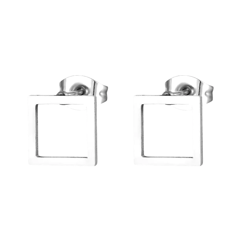 Minimalistische Vierkante Stalen Oorbellen (8mm) - Multikleurig -