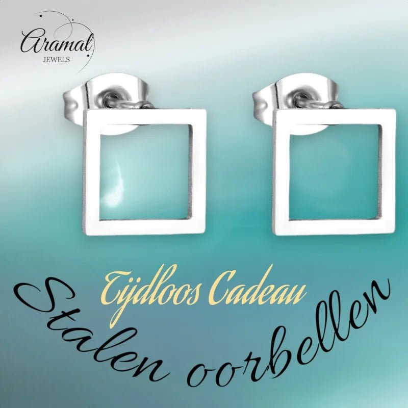 Minimalistische Vierkante Stalen Oorbellen (8mm) - Multikleurig -