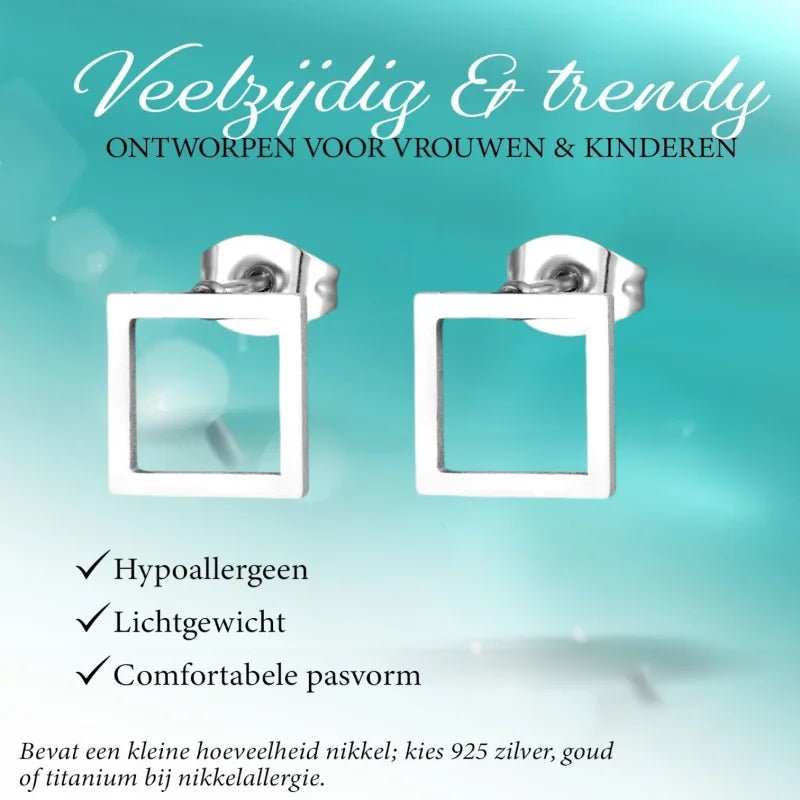 Minimalistische Vierkante Stalen Oorbellen (8mm) - Multikleurig -