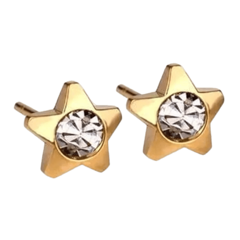 Stalen Sterren Oorbellen 7mm &acirc;&euro;&ldquo; Goud- of Zilverkleur - Goudkleur -