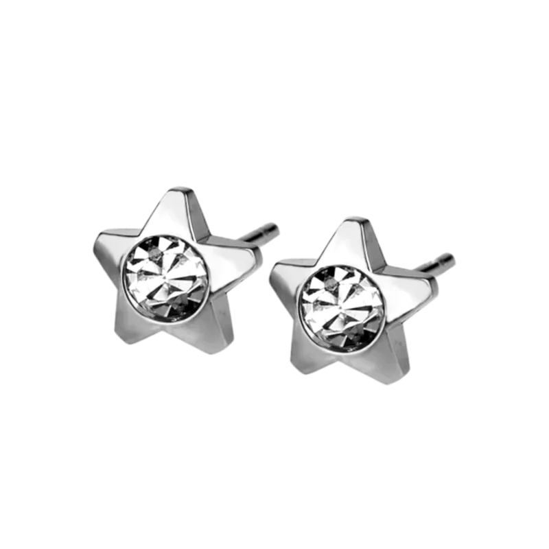 Stalen Sterren Oorbellen 7mm &acirc;&euro;&ldquo; Goud- of Zilverkleur - Goudkleur -