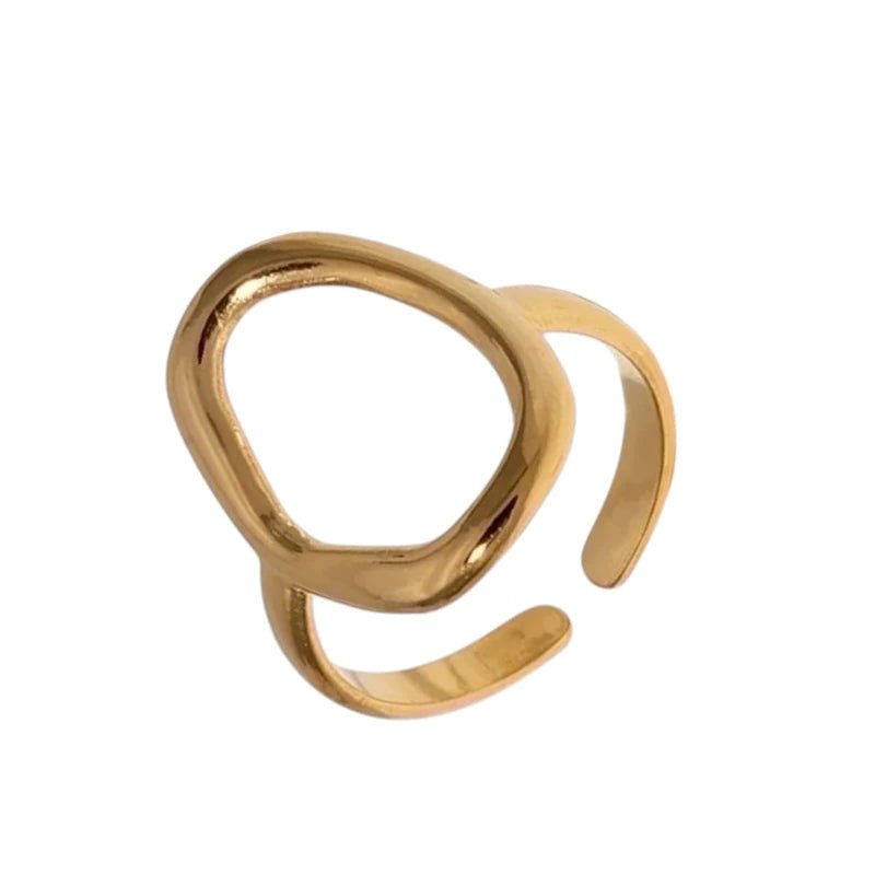 Stalen Verstelbare Ring - Ovale Cirkel - One Size - Zilverkleur -