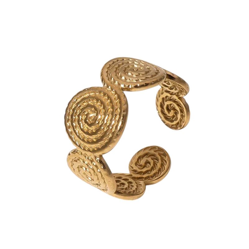 Stalen Verstelbare Ring - Gedraaide Cirkels - One Size - Zilverkleur -