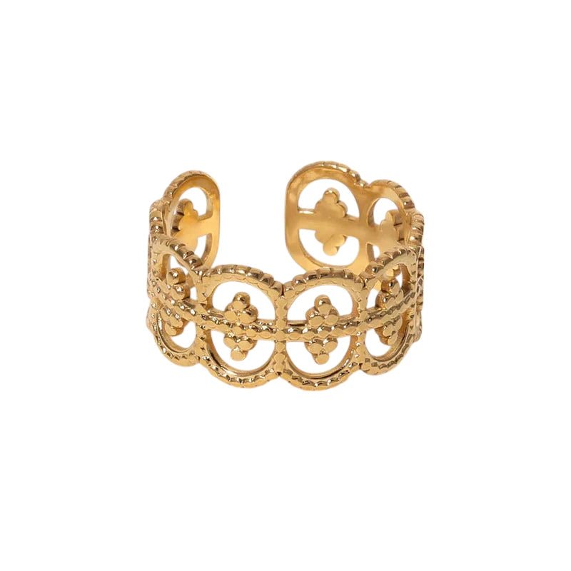 Stalen Verstelbare Ring - Polka Dot - 10mm Breed - Zilverkleur -