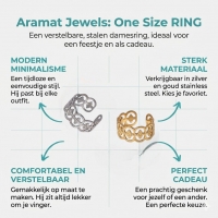 Stalen Verstelbare Ring - Polka Dot - 10mm Breed - Zilverkleur -