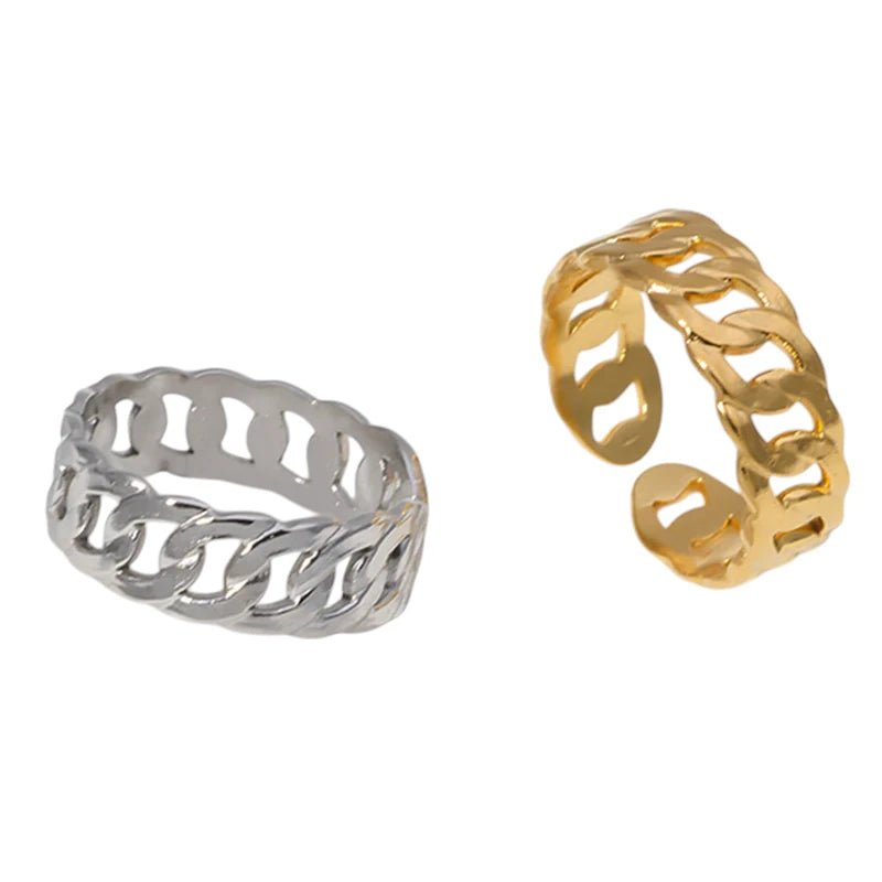 Stalen Verstelbare Schakel Ring - One Size - RVS - Zilverkleur -