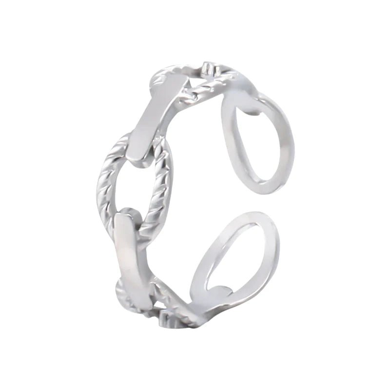 Stalen Verstelbare Open Schakel Ring - One Size - RVS - Zilverkleur -