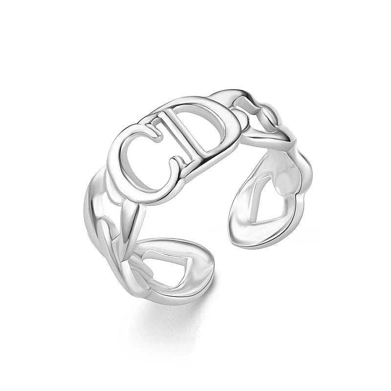 Stalen Verstelbare Open Ring - CD & Schakels - One Size - Zilverkleur -