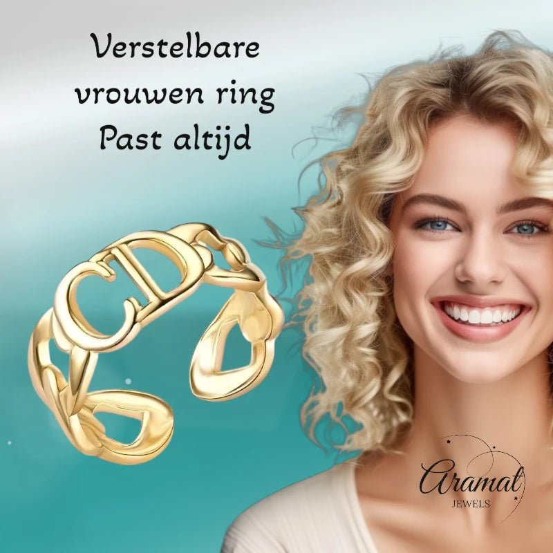 Stalen Verstelbare Open Ring - CD & Schakels - One Size - Zilverkleur -