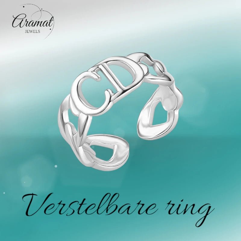Stalen Verstelbare Open Ring - CD & Schakels - One Size - Zilverkleur -