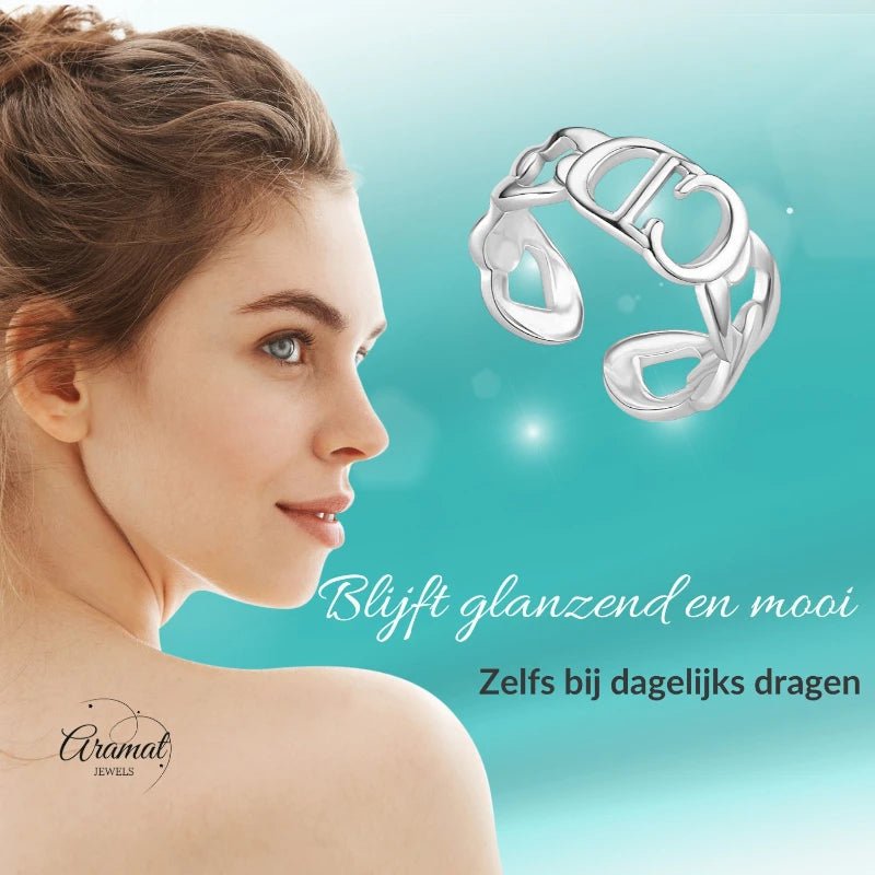 Stalen Verstelbare Open Ring - CD & Schakels - One Size - Zilverkleur -