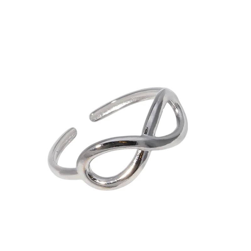 Stalen Verstelbare Open Ring - Infinity Symbool - One Size - Zilverkleur -