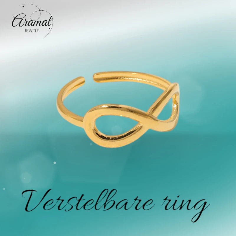 Stalen Verstelbare Open Ring - Infinity Symbool - One Size - Zilverkleur -