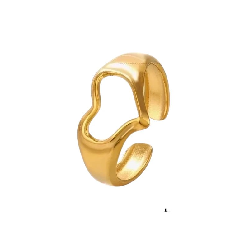 Stalen Verstelbare Open Ring - Open Hartje - One Size - Zilverkleur -