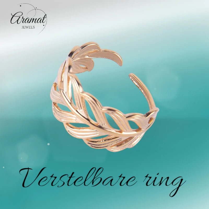 Stalen Verstelbare Open Ring - Blaadje - One Size - Zilverkleur -