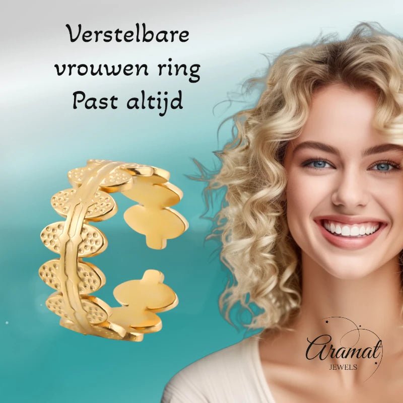 RVS Verstelbare Open Ring - Ovale Schakels - One Size - Zilverkleur -