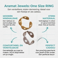 RVS Verstelbare Open Ring - Koffieboon Schakel - One Size - Zilverkleur -