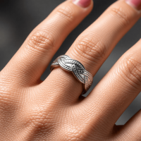 RVS Verstelbare Open Ring - Gevlochten Met Dots - One Size - Zilverkleur -
