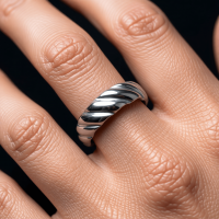 RVS Verstelbare Ring &acirc;&euro;&ldquo; Schuine Lijnen Motief &acirc;&euro;&ldquo; One Size - Zilv
