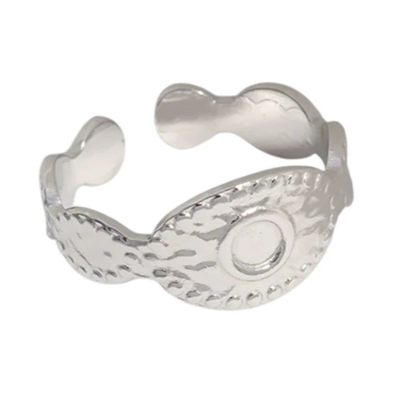 RVS Verstelbare Ring - Oog Motief met Dots - One Size - Zilverkleur -
