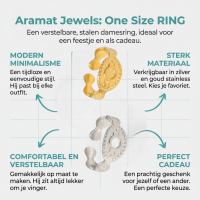 RVS Verstelbare Ring - Oog Motief met Dots - One Size - Zilverkleur -