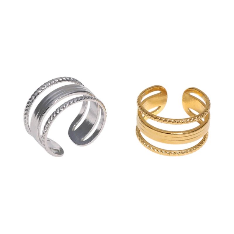 Damesring Verstelbaar - Open Ring Mode Streep - One Size - Zilverkleur -