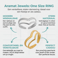 Damesring Verstelbaar - Open Ring 2 Mode Strepen - One Size - Zilverkleur -