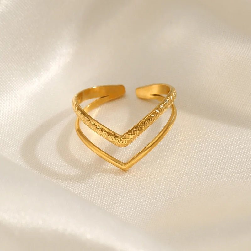Damesring Verstelbaar - Open Ring 2 Mode Strepen - One Size - Zilverkleur -