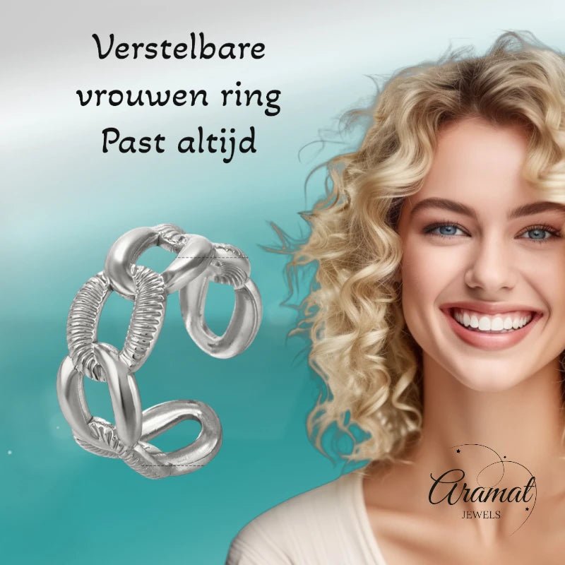 Verstelbare Open Schakelring &acirc;&euro;&ldquo; Gladde & Gestreepte Schakels &acirc;&euro;&ldq