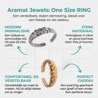 Damesring Verstelbaar &acirc;&euro;&ldquo; Open Ring met Motief &acirc;&euro;&ldquo; One Size - Zilv