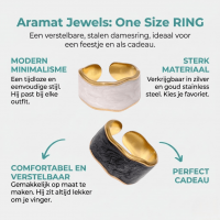 Damesring Verstelbaar &acirc;&euro;&ldquo; Open Ring met Witte Parelmoer Inlay &acirc;&euro;&ldquo; 
