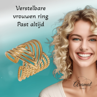 Brede Damesring Verstelbaar &acirc;&euro;&ldquo; Open Ring met Lijnen &acirc;&euro;&ldquo; 23 mm - Z