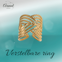 Brede Damesring Verstelbaar &acirc;&euro;&ldquo; Open Ring met Lijnen &acirc;&euro;&ldquo; 23 mm - Z