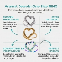 Brede Damesring Verstelbaar &acirc;&euro;&ldquo; Groot Open Hartje &acirc;&euro;&ldquo; One Size - M
