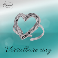 Brede Damesring Verstelbaar &acirc;&euro;&ldquo; Groot Open Hartje &acirc;&euro;&ldquo; One Size - M