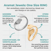 RVS Damesring Verstelbaar &acirc;&euro;&ldquo; 2 Handjes &acirc;&euro;&ldquo; One Size - Goudkleur -