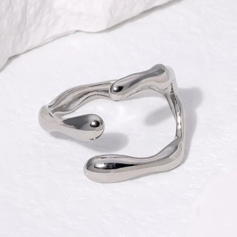 RVS Damesring Verstelbaar &acirc;&euro;&ldquo; Grillige Brede Open Ring &acirc;&euro;&ldquo; 16 mm -