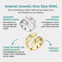 RVS Damesring Verstelbaar &acirc;&euro;&ldquo; Brede Open Veertjesvorm &acirc;&euro;&ldquo; 15 mm - 